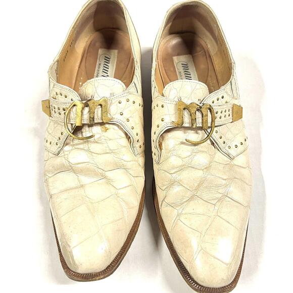 MAURI Genuine Alligator Cream White Dress Shoes 12 M 2503 154 RARE! VERY WORN main image 12
